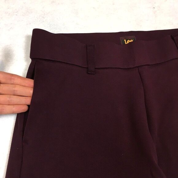 Lee Wide Leg Knit Dress Pant Womens 6 Maroon Red High Rise Pocket Pull On - Picture 4 of 12